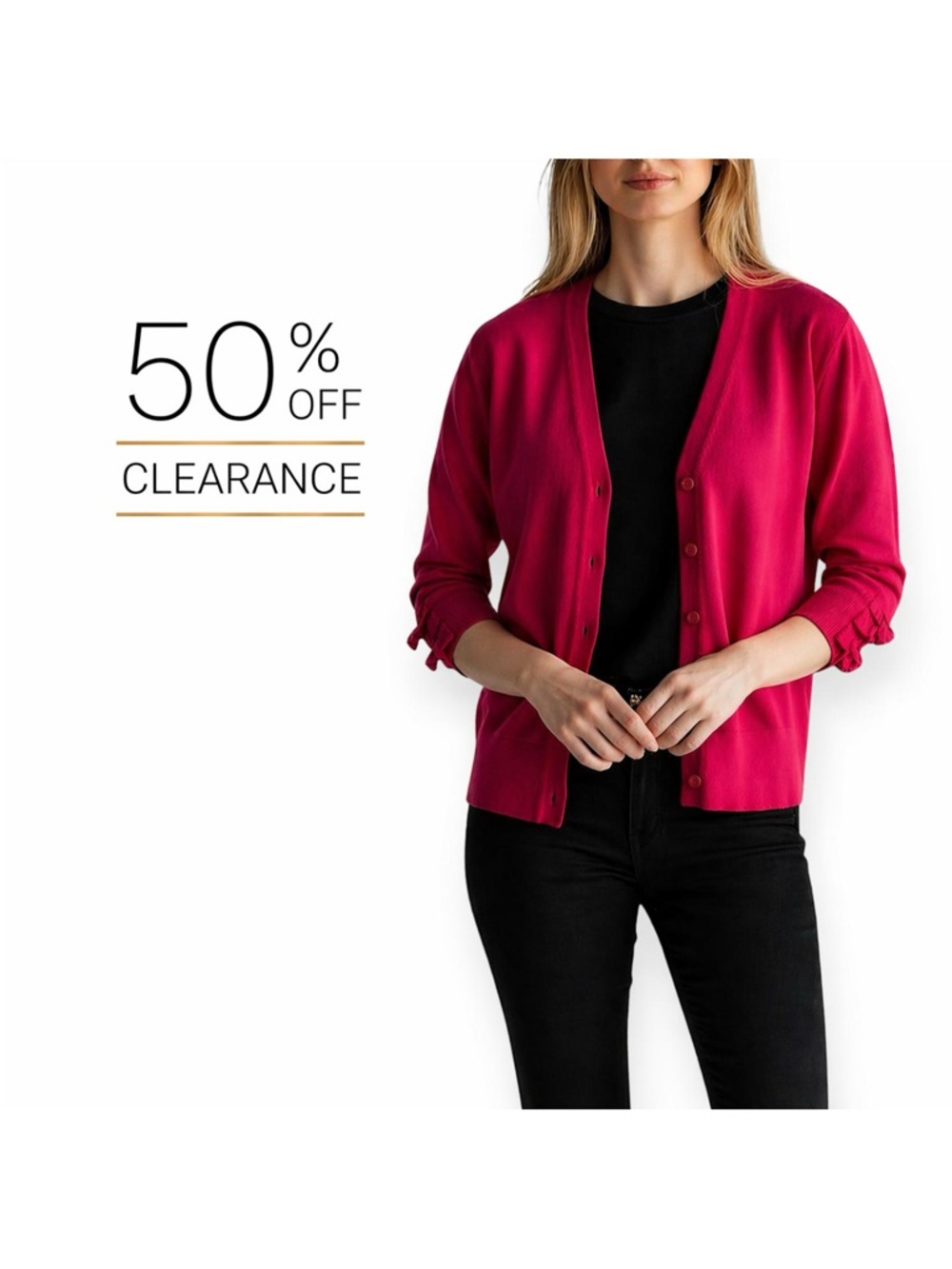 Jacob Fuchsia Pink Button-Up Cardigan